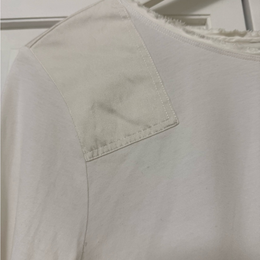Sundance Women's Satin Silk Patchwork Long Sleeve Cotton Blend Top White XL - Picture 5 of 11